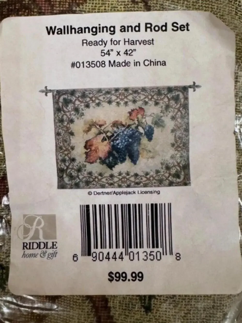 Riddle Home & Gift $100 54x42 Erin Dertner Ready for Harvest Grape Tapestry